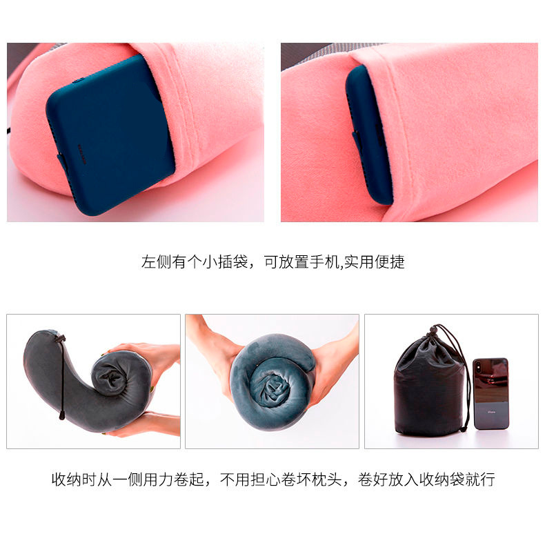 Almohada cervical en forma de U, de viaje con memoria, rebote lento, ideal para avión y siesta, logotipo personalizable