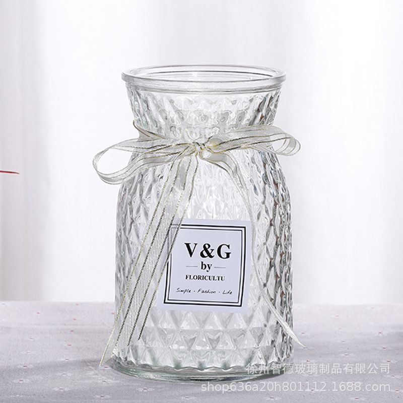 Simple moderno florero de cristal al por mayor hidropónico arreglo floral flor seca hidropónico rábano verde hogar sala de estar decoración adornos