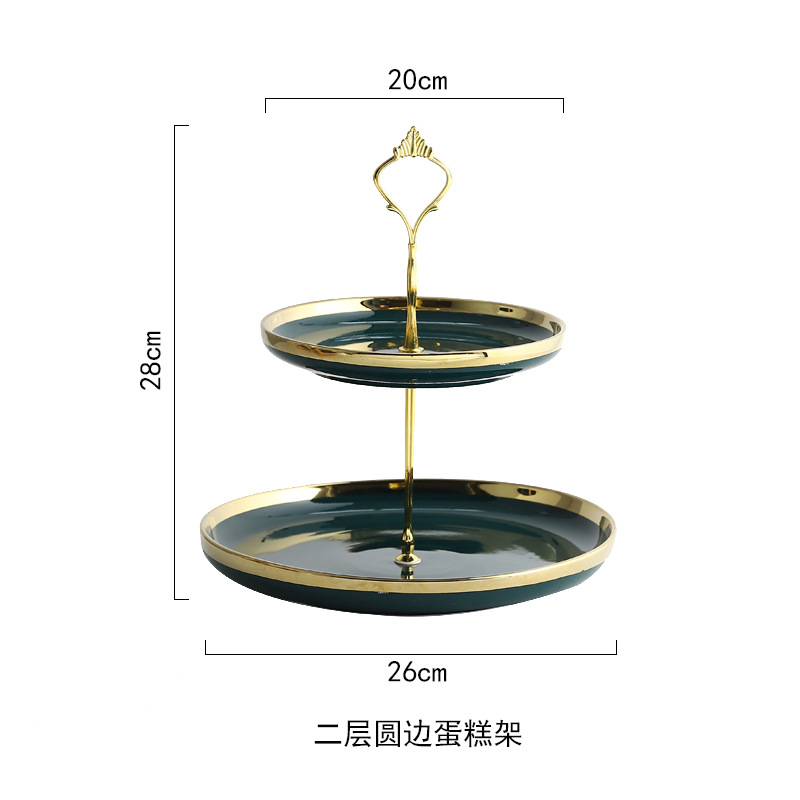 Nordic brocheta de cerámica creativa de doble capa plato de fruta merienda mesa de postre bandeja de cerámica plato de buffet plato de fruta seca