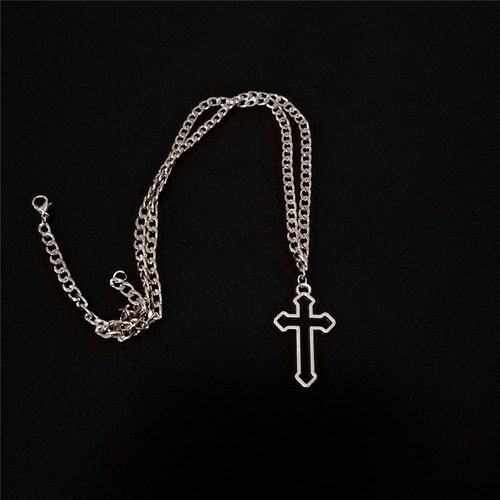 Japanese and Korean Popular Accessory, Hip-Hop Harajuku Style, Japanese Cross Pendant Necklace, Unique Minimalist Long Necklace