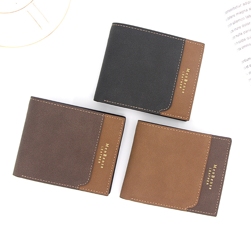 MenBense nueva billetera para hombres Impresión de bronceado corto esmerilado bolsa de tres pliegues cartera corta para hombres de hojas sueltas