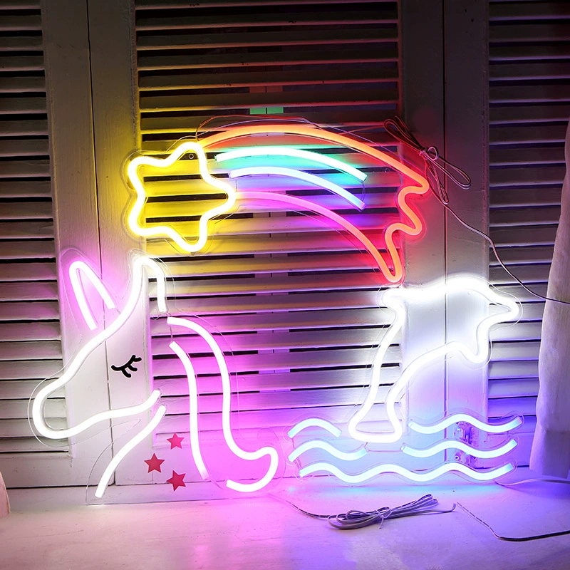 LED неоновая задняя панель-декор, прозрачная пластина PS, питание через USB, 25×38 см, многоцветные фигуры
