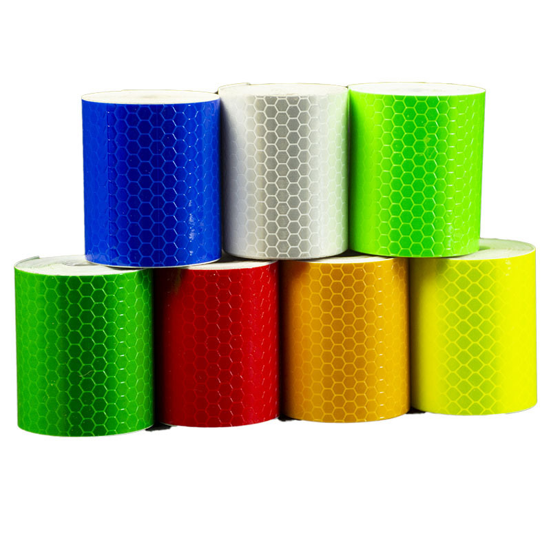 Cross-Border White Adhesive Crystal Color Grids Bicycle Outline Car Sticker Warning Sticker Reflective Strip Tape 5cm* 3m