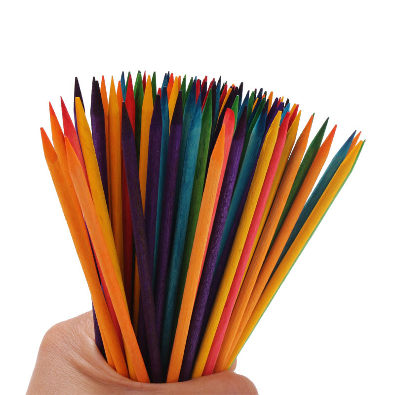 Color de uñas naranja palo belleza palo de madera piel muerta empuje taladro palo de doble cabeza naranja palo 100 bolsas multicolor mezclado