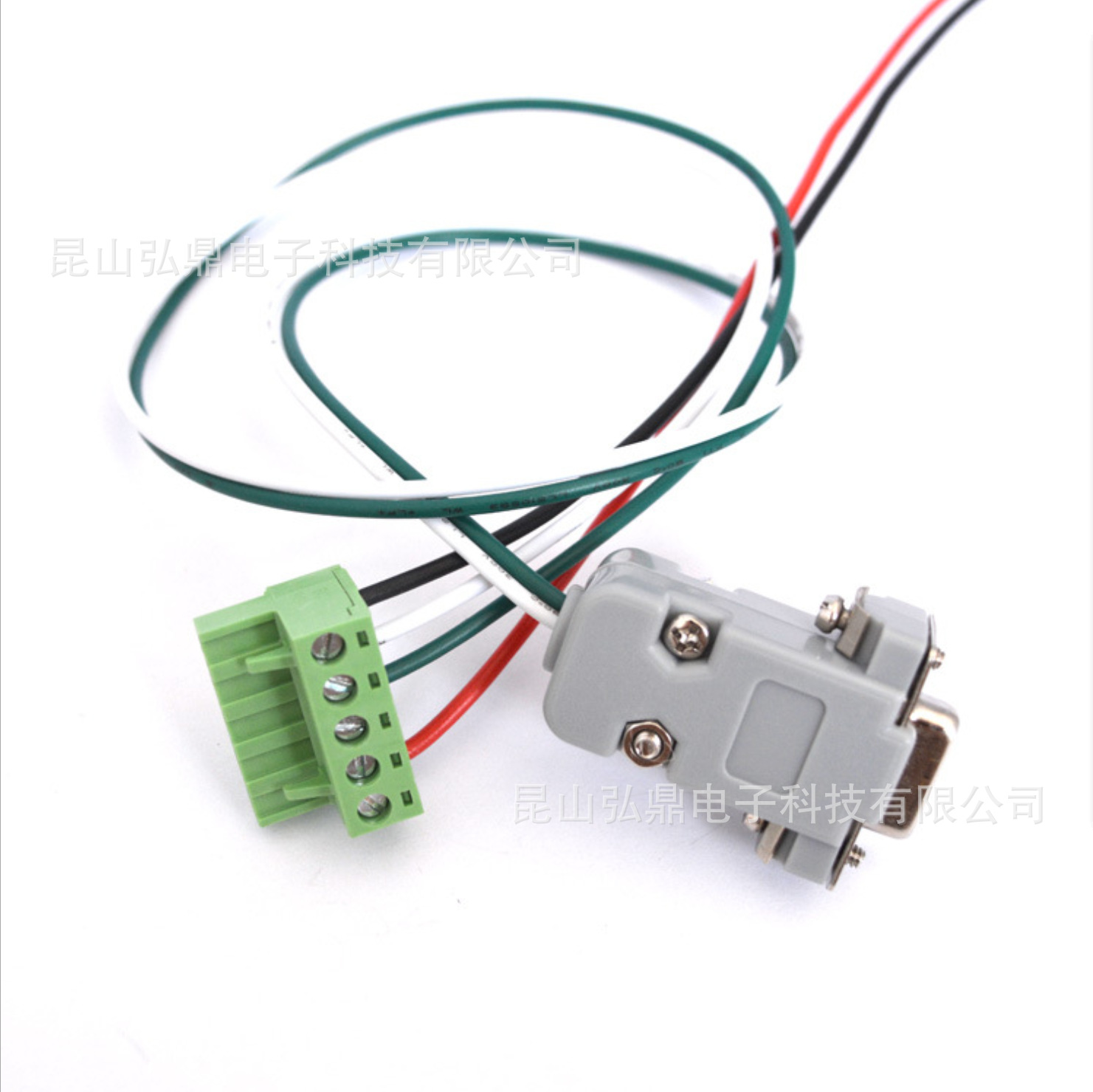 D-SUB/DB 9P插头+端子台 塑胶装配式带地线编织屏蔽连接线