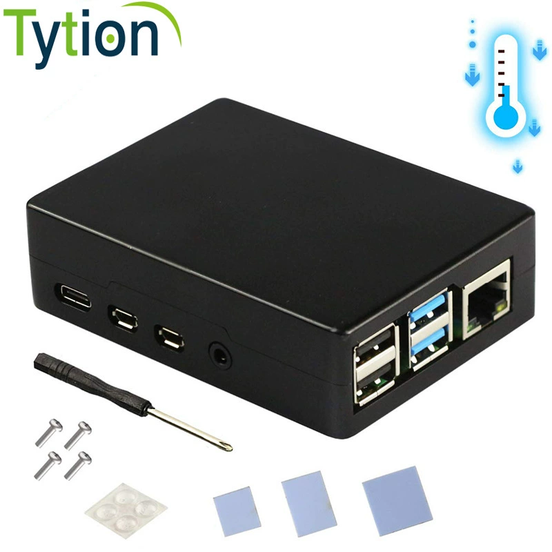 Raspberry Pi 4 - поколение 4B корпус из металла алюминиевый сплав, коробка, кулеры, встроенная система охлаждения, снижено потребление