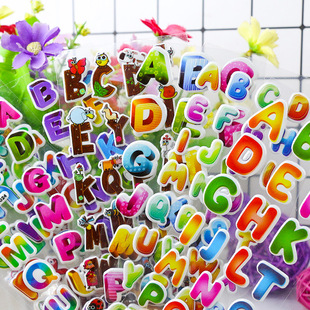 Factory direct children's English letter stickers puzzle early education 3D three-dimensional stickers kindergarten reward bubble stickers