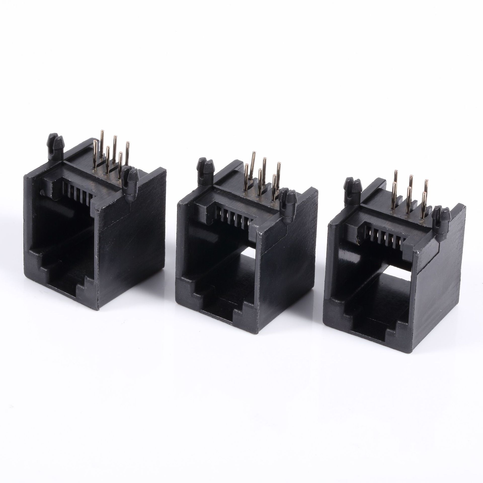 RJ12插座 RJ11 6P6C 4P4C 90度 水晶头母座 黑色电话线插座