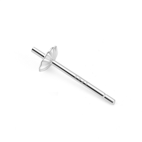 S925 sterling silver flower-shaped pearl empty earrings earrings accessories bowl needle DIY jewelry accessories factory direct sales