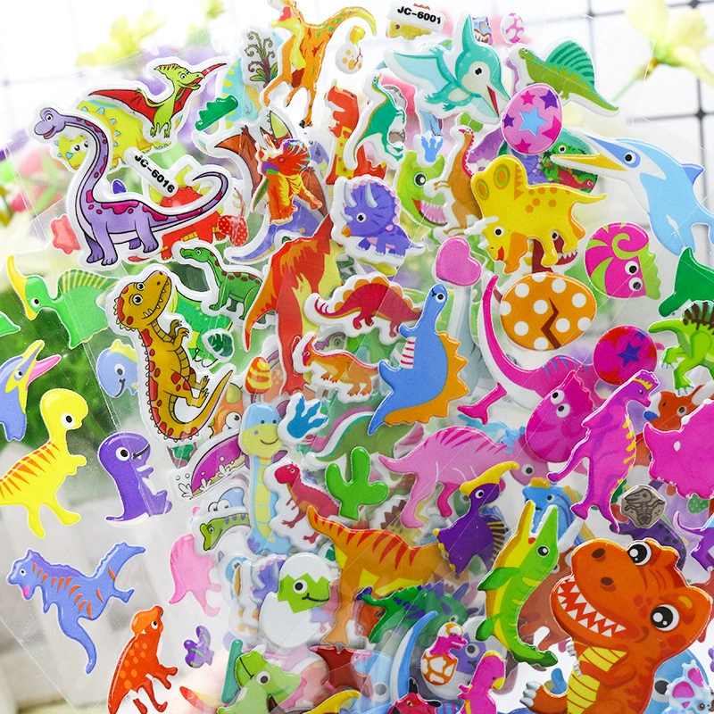 Прямая поставка с фабрики Детский мультфильм наклейки мультфильм Динозавр 3D наклейки детский сад награда Пузырьковые наклейки