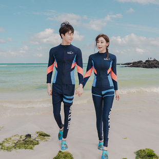 Couple's Swimsuit Set Split Three to Five Pieces Long Sleeve Sun Protection Suit Diving Surfing Conservative Large Size Customized