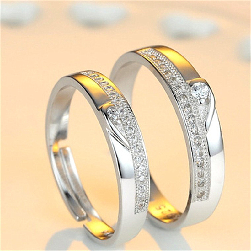 Hot New Product Forever Knot Pair Ring for Men and Women Couple's Heart to Heart Opening Ring Engagement Proposal Ring