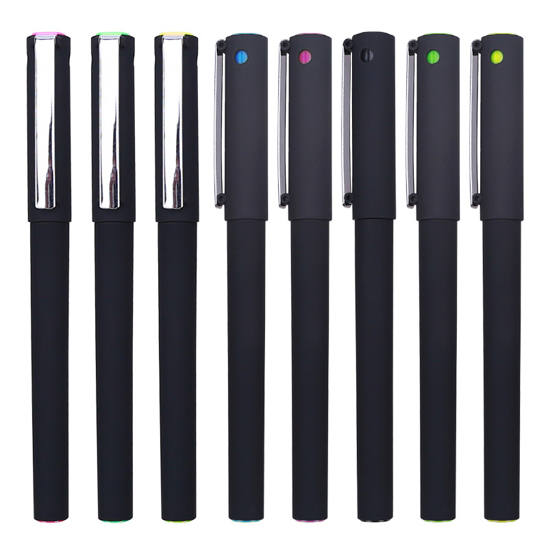 Nuevo bolígrafo neutro de plástico esmerilado bala de color 0.5mm personalizado logotipo imprimible