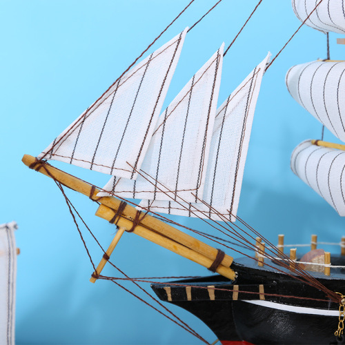 Ancient-style wooden sailing ship model, auspicious sailing home decoration, moving house gift, sailing ship pirate ship decoration