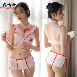 新款情趣内衣女式一字肩领诱惑性感柔情可爱护士角色扮演裤裙套装