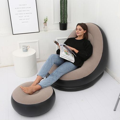 Cross-border thickened flocking inflatable sofa lazy sofa internet celebrity single comfortable sofa nap lounge chair creative