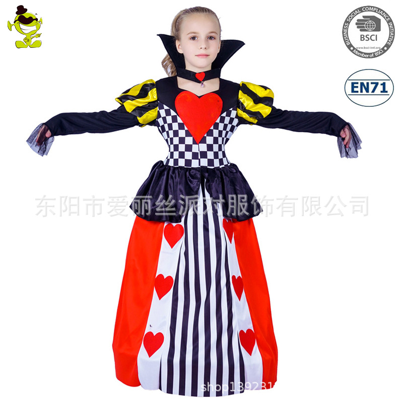 Halloween niños niña rojo melocotón reina princesa vestido niña rojo corazón reina traje Cosplay