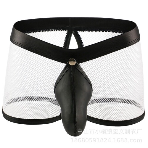 Men's Sexy Boxer Briefs Gladiator Mesh Breathable Sexy Open File Hollow Hair Delivery