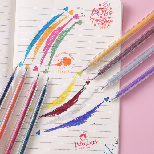 Creative Pearlescent Glitter Chalk Gel Pen, Sparkling Pen for Journaling & DIY Doodling — Gold-Charm Pen with Shimmering Glow