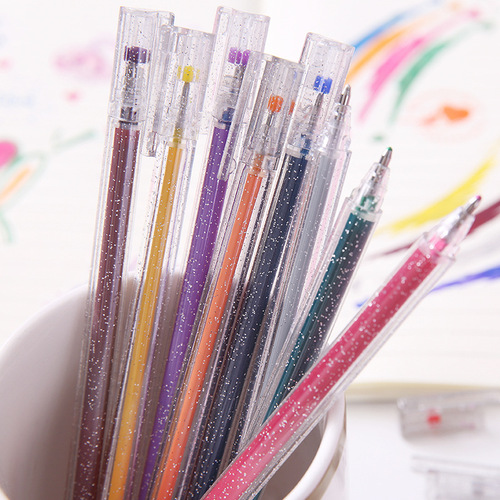 Creative Pearlescent Glitter Chalk Gel Pen, Sparkling Pen for Journaling & DIY Doodling — Gold-Charm Pen with Shimmering Glow