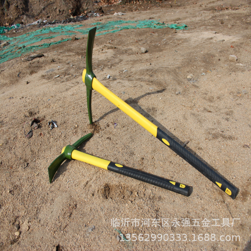 飞越工具大军镐农用工具尖头十字镐 木柄户外2kg洋镐 消防镐