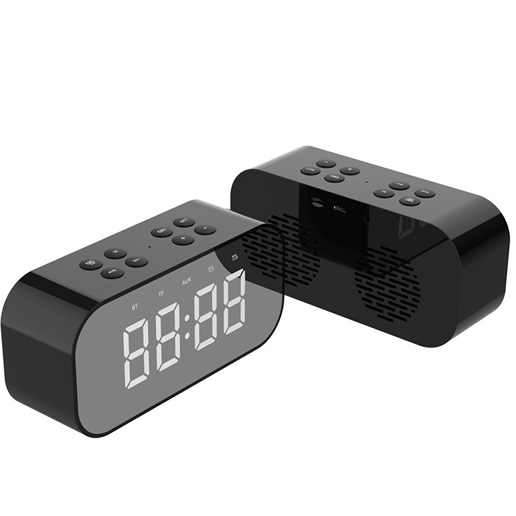 New LED alarm clock gift bluetooth wireless speaker mini mirror with screen clock gift card bass stereo