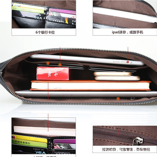Factory direct supply of cross-border men's handbags, men's bags, zipper wallets, envelope bags, Oxford cloth casual wrist bags, one-piece