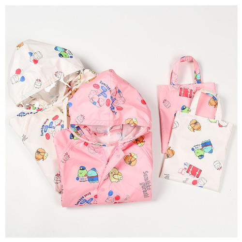 Cartoon Corner Children's Raincoat Male and Female Baby Kindergarten Student One-piece Raincoat School Bag Bit Snowproof Poncho
