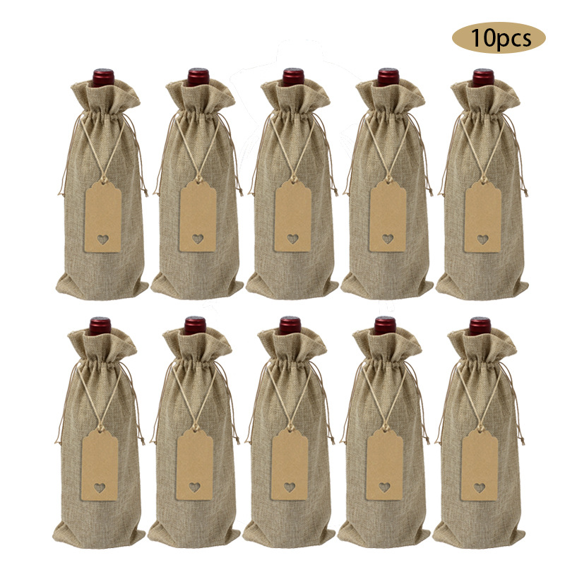 Bolsa de lino en stock venta al por mayor de alta gama champán bolsa de embalaje de vino cordón a prueba de polvo bolsa de botella de vino traje image 10