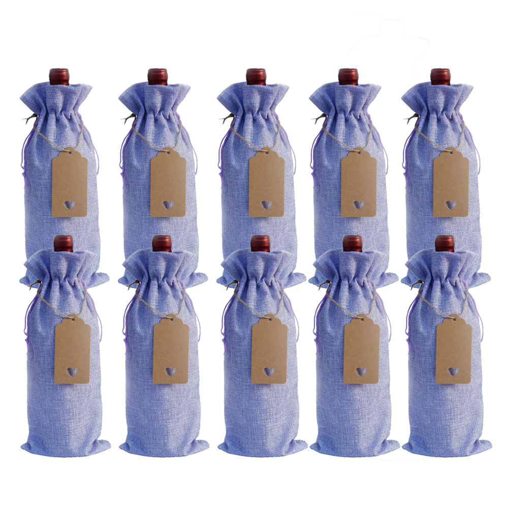 Bolsa de lino en stock venta al por mayor de alta gama champán bolsa de embalaje de vino cordón a prueba de polvo bolsa de botella de vino traje image 12