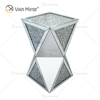 直销批发后现代几何角几玻璃小茶几钻石装饰沙发边几客厅镜面案台