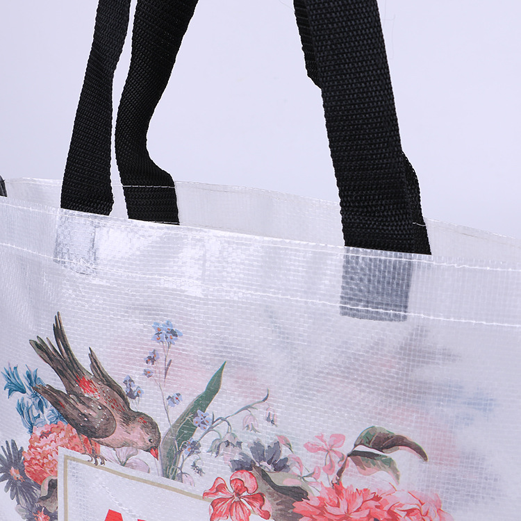 Bolsas tejidas de plástico transparente transfronterizas, impresión en color, bolsas de plástico publicitarias recubiertas, protección del medio ambiente, ropa portátil, bolsas tejidas de piel de serpiente