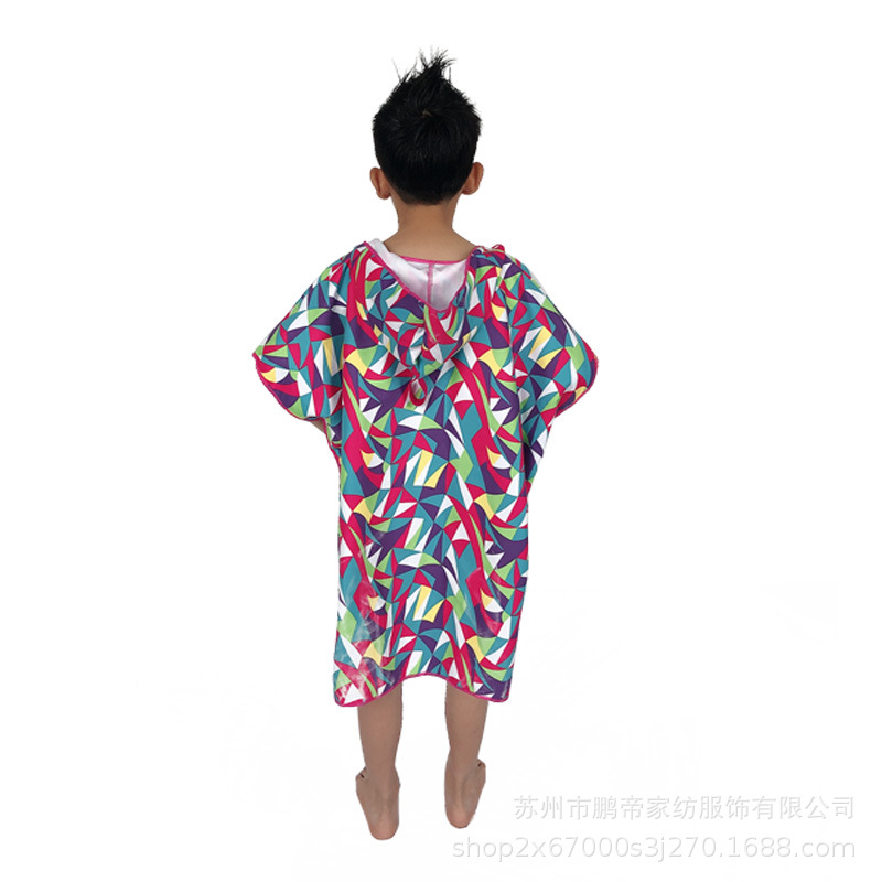 맞춤형 해변 어린이 해변 빠른 건조 버킷 양면 벨벳 마이크로 화이버 목욕 가운 어린이 케이프 처리