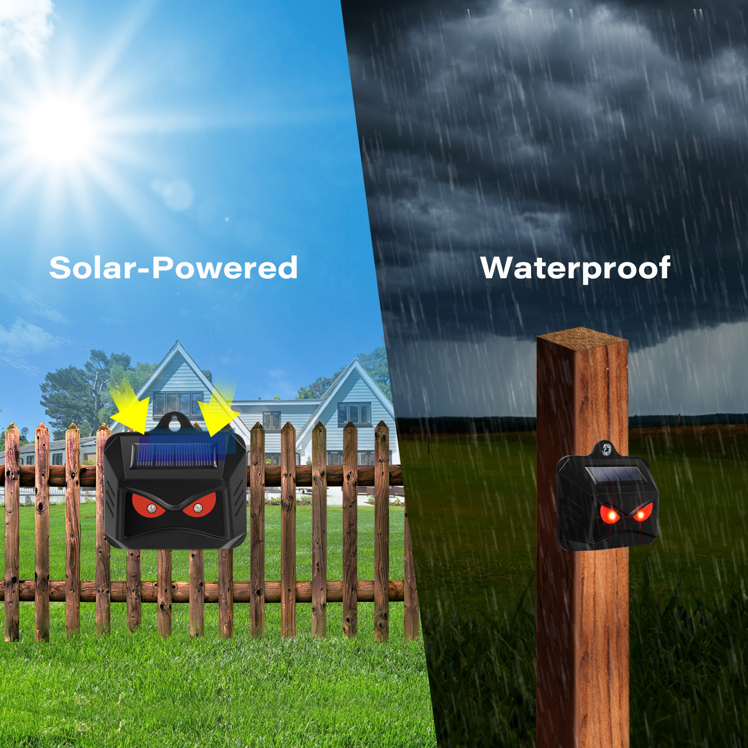 Personalizado luz roja intermitente energía solar animal jabalí conducción artefacto perro gato inducción infrarroja repelente de aves