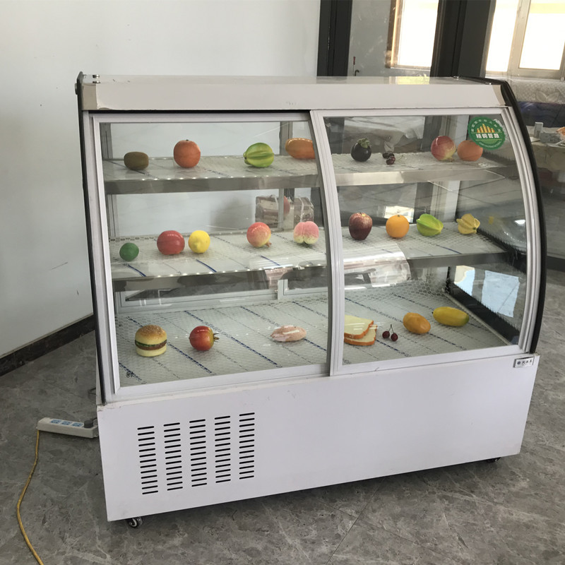 蛋糕柜弧形玻璃冷藏展示柜烤串串凉菜小型保鲜卤菜展示柜前开双开
