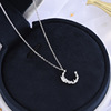 Zirconium, necklace, chain for key bag  with letters, silver 925 sample, light luxury style, English letters