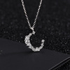 Zirconium, necklace, chain for key bag  with letters, silver 925 sample, light luxury style, English letters