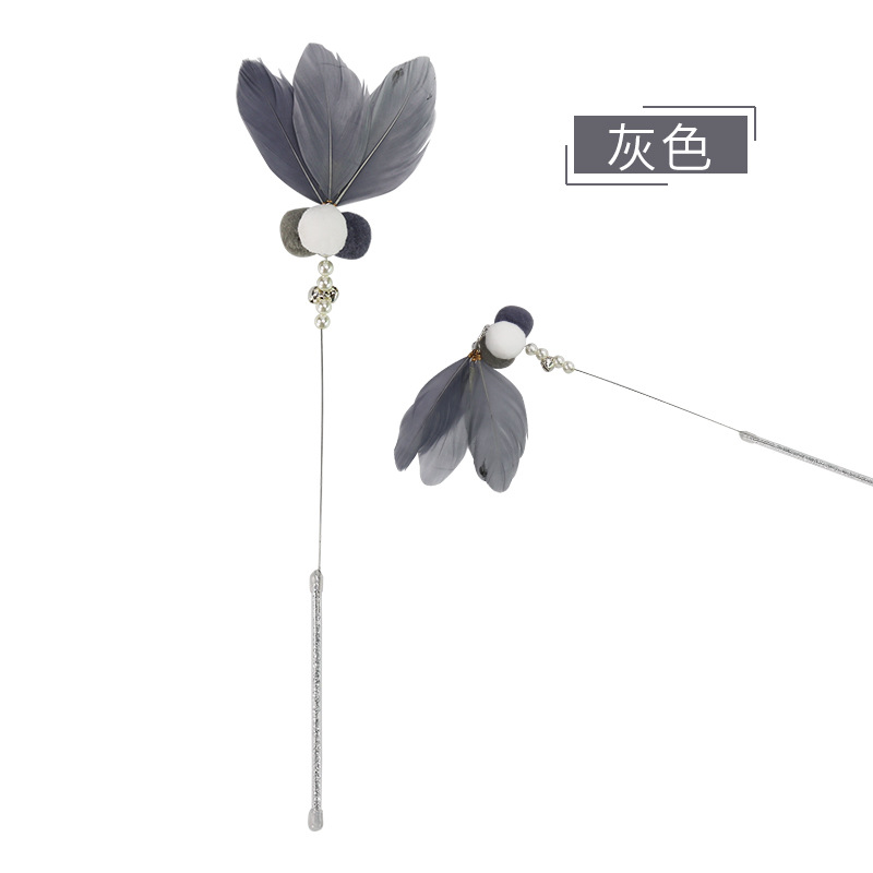 Fábrica al por mayor Nueva campana pluma Hada divertido gato palo interactivo pluma divertido gato palo gato juguete divertido gato palo