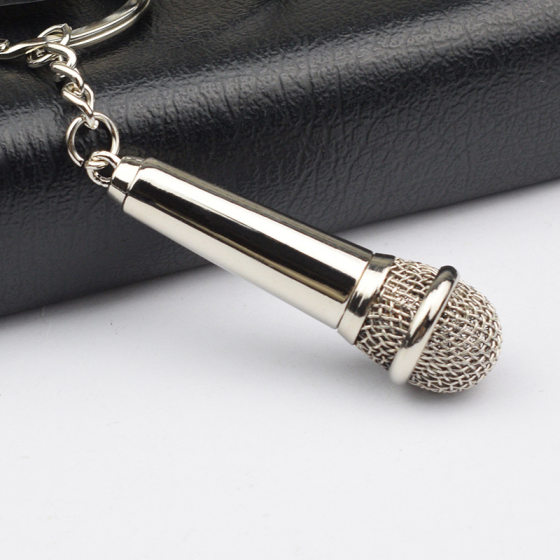 Cross-border Microphone Keychain Mini Simulation Small Microphone Actor Souvenir Show Performance Engraving Gift