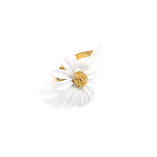 Tiffany's new small daisy ring high temperature paint flower ring women's open adjustable ring delivery