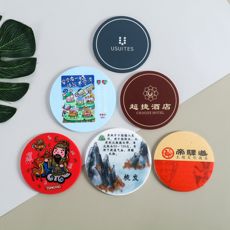 PVC餐桌垫 软胶厨房圆形防水高温隔热垫防烫创意杯垫印刷logo