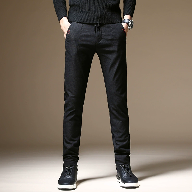 Летние трендовые черные кэжуал штаны, корейский стиль, slim fit, эластичный пояс