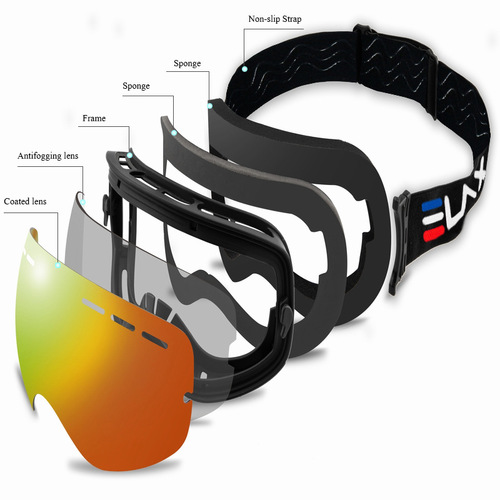 ELAX brand double-layer anti-fog ski goggles outdoor sports comma ski glasses large spherical mountaineering goggles