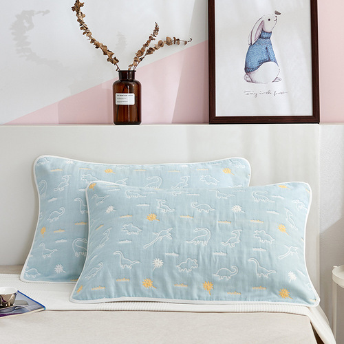 Baihua Towel】Manufacturer wholesale Taobao one-piece satin six-layer gauze pillow towel for adults, one pair