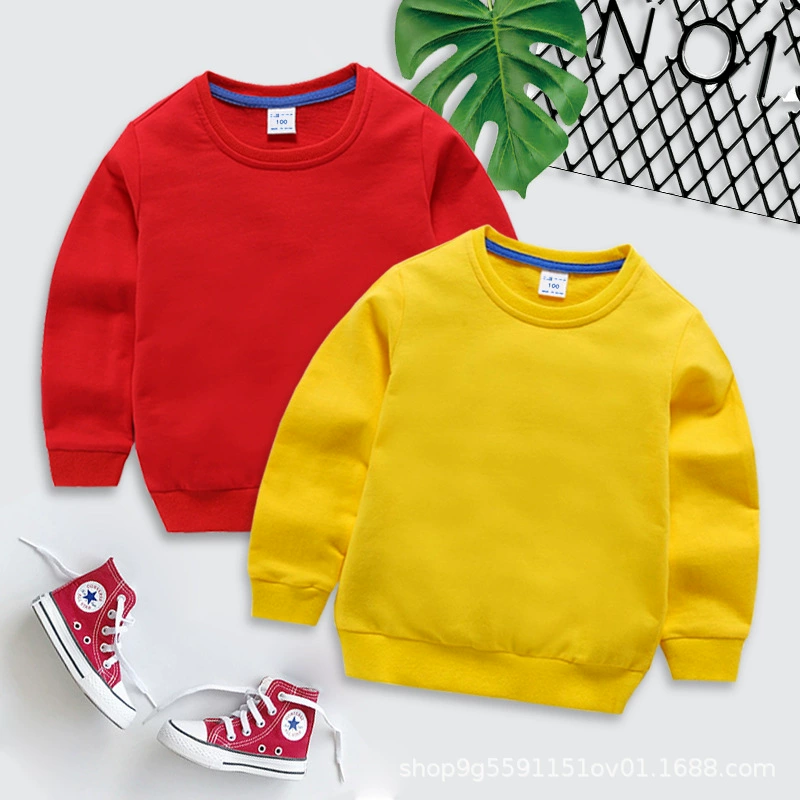 Детская одежда 2025: однотонные толстовки для детей маленьких и средних размеров, мужские и женские хлопковые топы с длинными рукавами, новые рубашки с пустым низом.