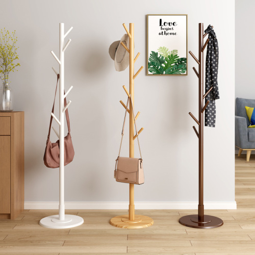 Fulin Qide European solid wood coat rack creative disc bottom bedroom living room floor hanging clothes hanger clothes hanger