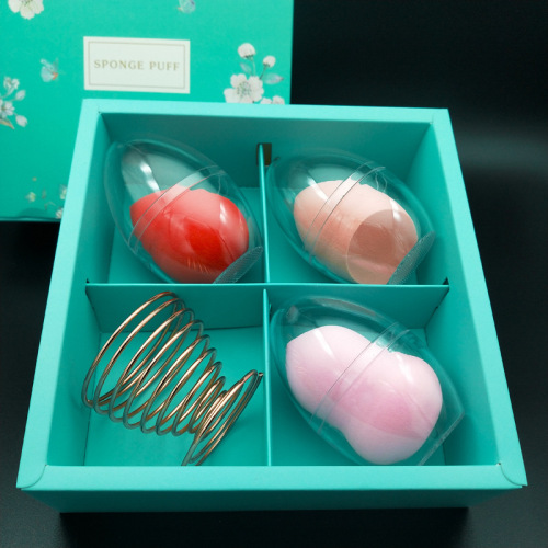Amazon cross-border pure English gift box super soft beauty makeup egg makeup sponge puff gourd water drop bevel cut powder puff set