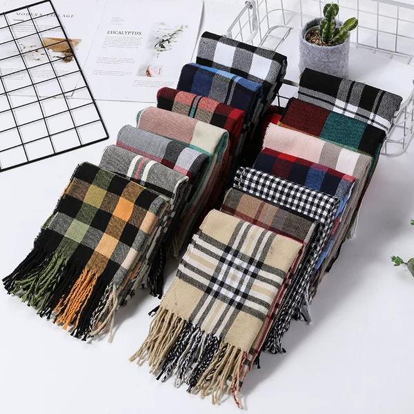 Children's Scarf Winter Boy's Cashmere Korean Style Scarf Autumn Baby's Plaid Sleeve Kids Warm Girls' Fashion
