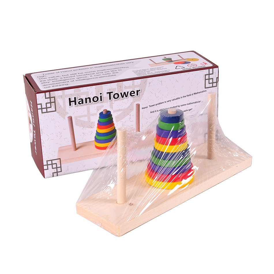 Juguetes de inteligencia clásica para adultos juguetes de madera Tahe Torre interior colorido Yugong moviendo montaña colorido tamaño pequeño torre de diez capas de Hanoi