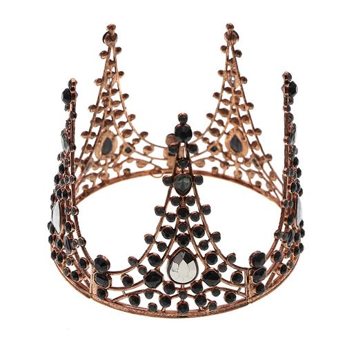 Baroque Black Retro Crown Birthday Cake Baking Decoration Luxurious Queen Complete Ring Large Crown Wholesale